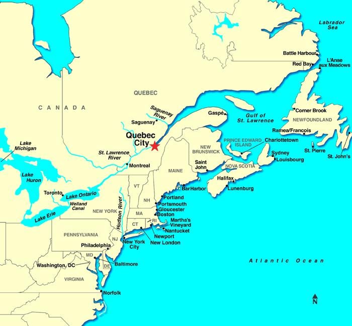 A Cidade de Quebec mapa do canadá