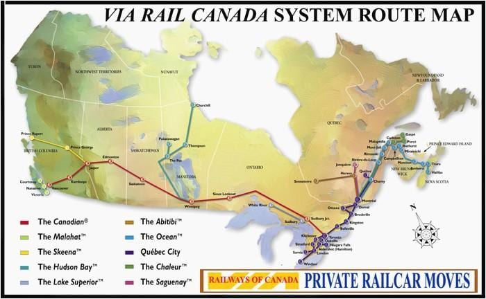 Mapa da Cidade de Quebec, a estação de comboios
