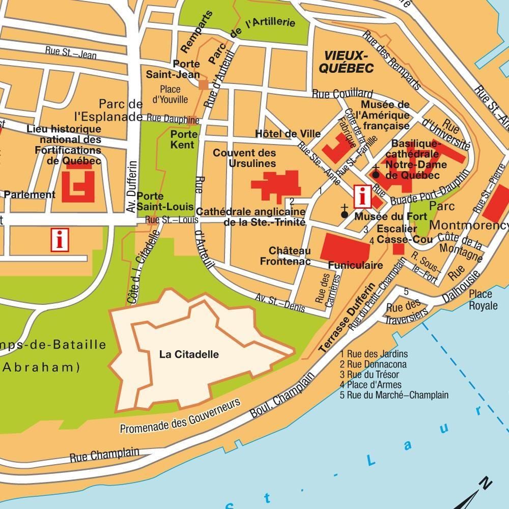 Mapa da Cidade de Quebec, Quebec 