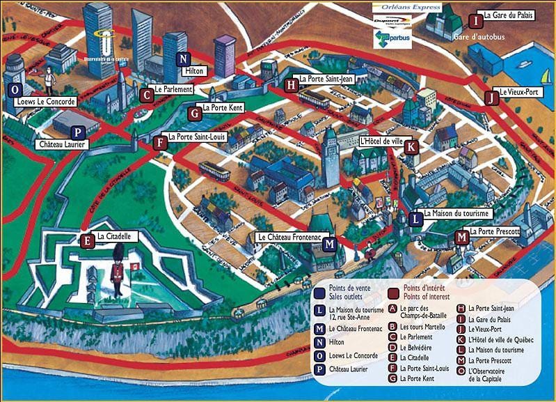 Quebec atrações mapa