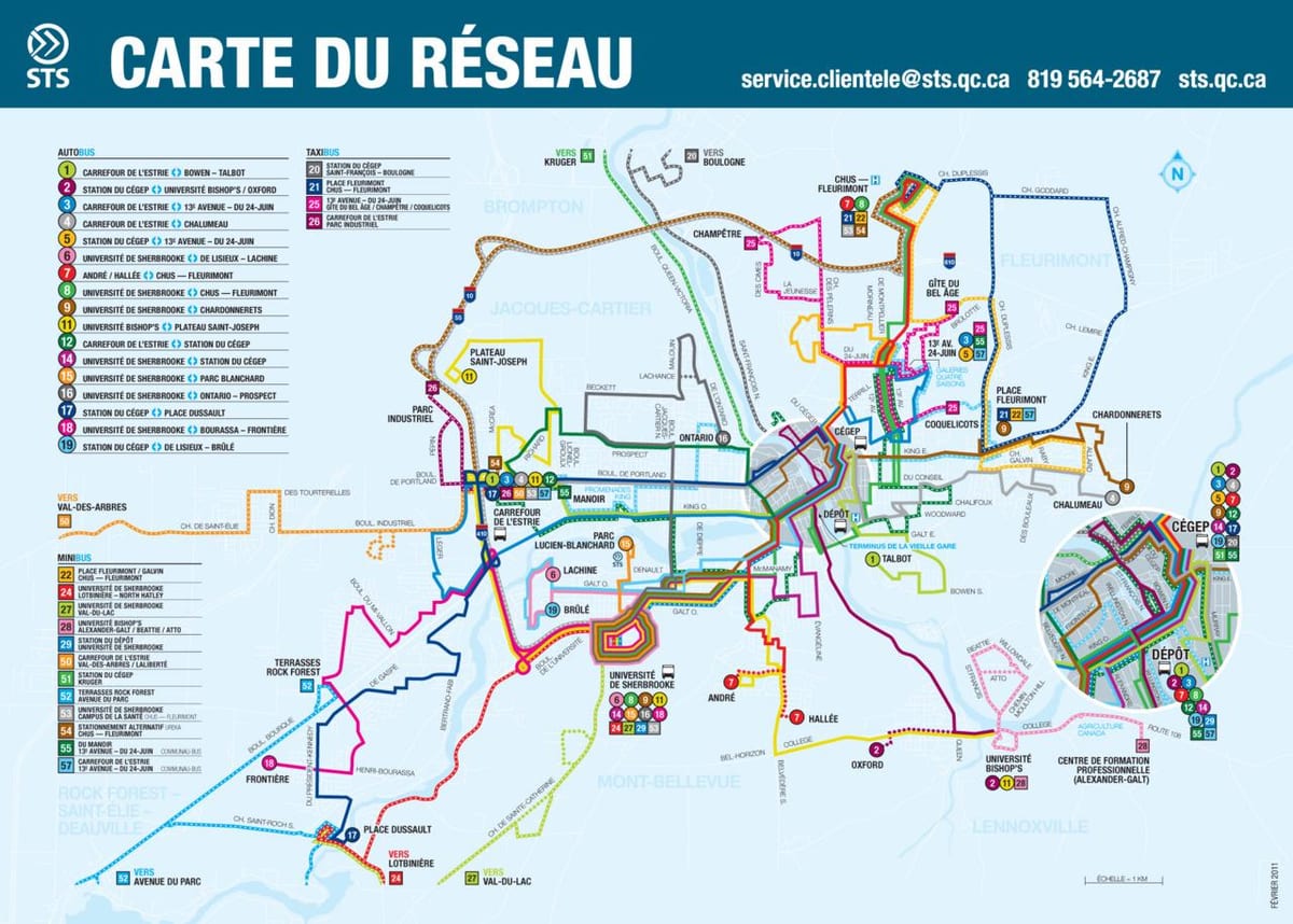A Cidade de Quebec ônibus mapa de rotas