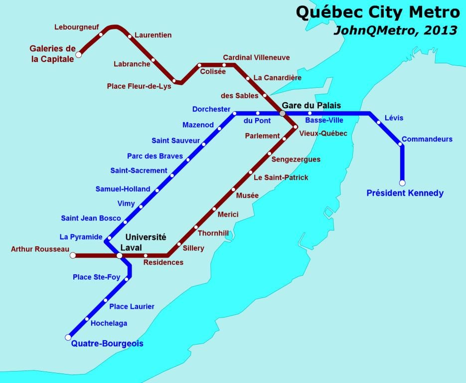 A Cidade de Quebec mapa do metropolitano