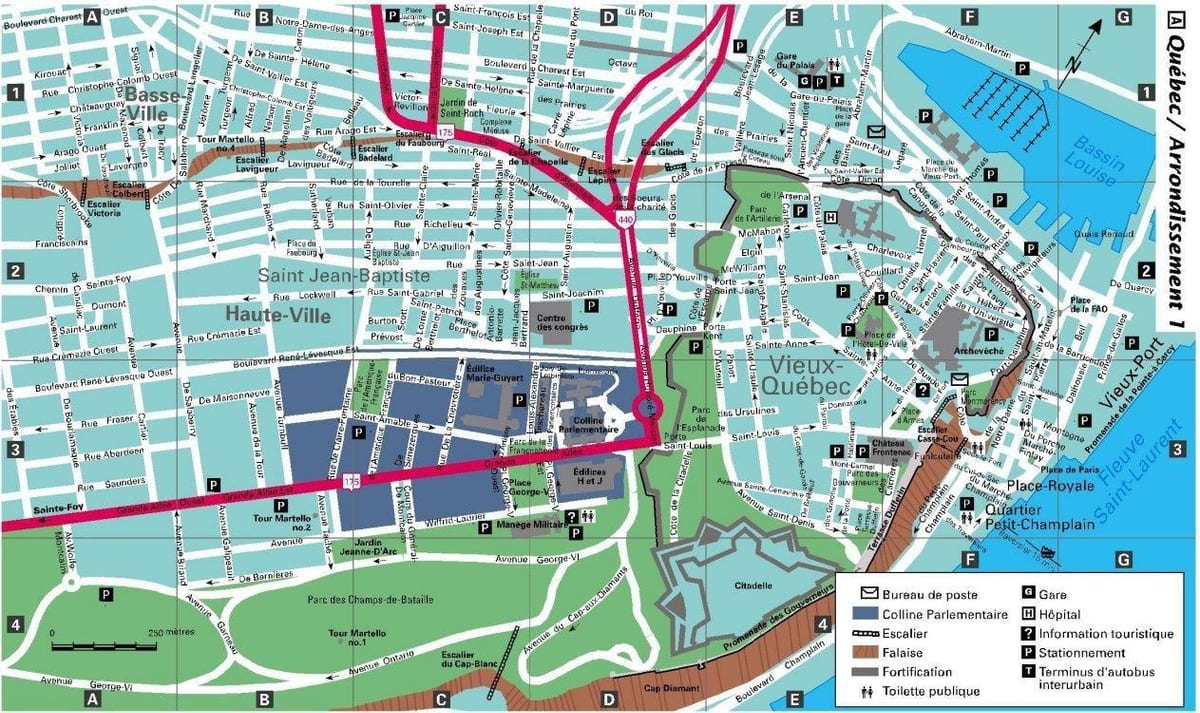 centro de Quebec mapa da Cidade