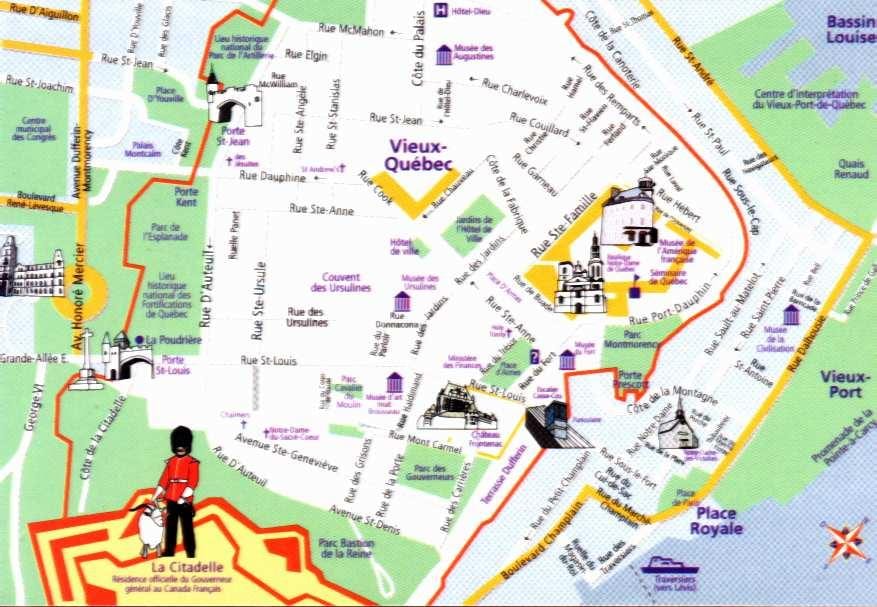 cidade velha de Quebeque mapa da Cidade