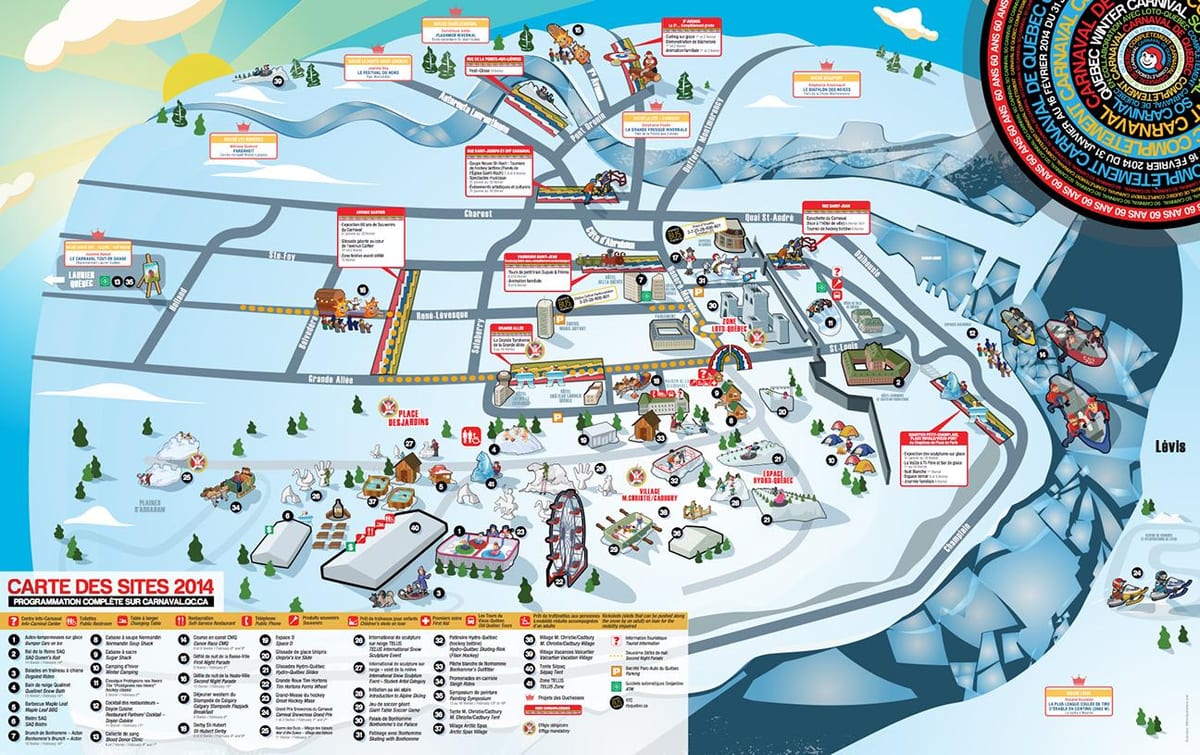 Mapa de carnaval de inverno de Quebec