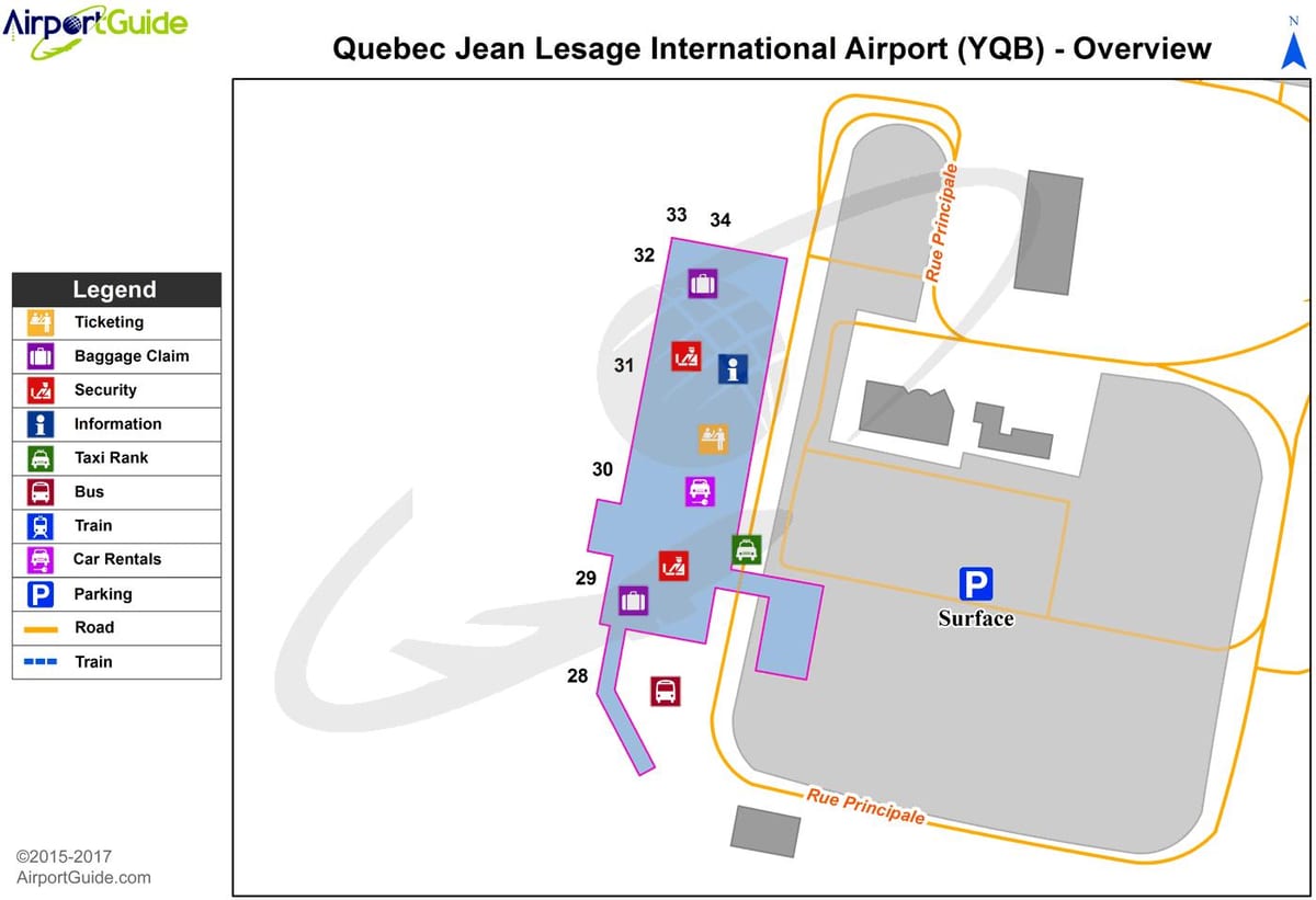 yqb mapa do aeroporto