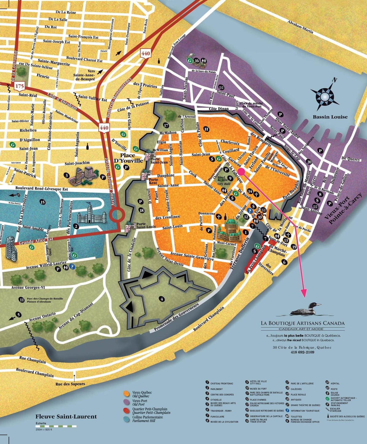 old Quebec City atrações do mapa