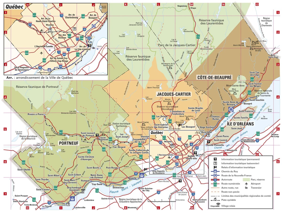 Mapa de Quebec centro da cidade