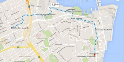 Mapa da Cidade de Quebec, cidade baixa