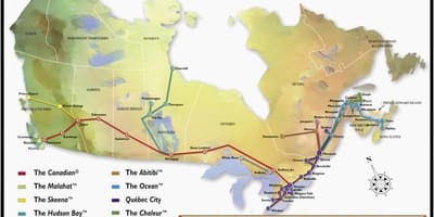 Mapa da Cidade de Quebec, a estação de comboios