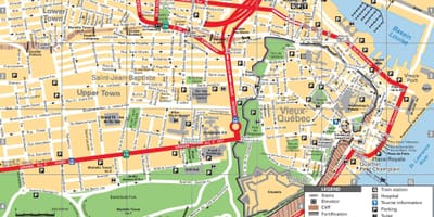 A Cidade de Quebec atracções turísticas mapa