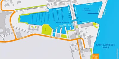 Mapa da Cidade de Quebec porto de cruzeiros