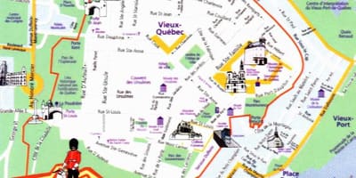 Cidade velha de Quebeque mapa da Cidade