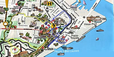 Mapa de old Quebec, com atrações